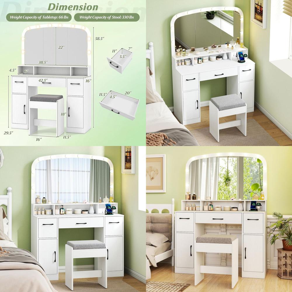 Large Arched Mirror Vanity Des - огляд і ціна Desk Charging Station