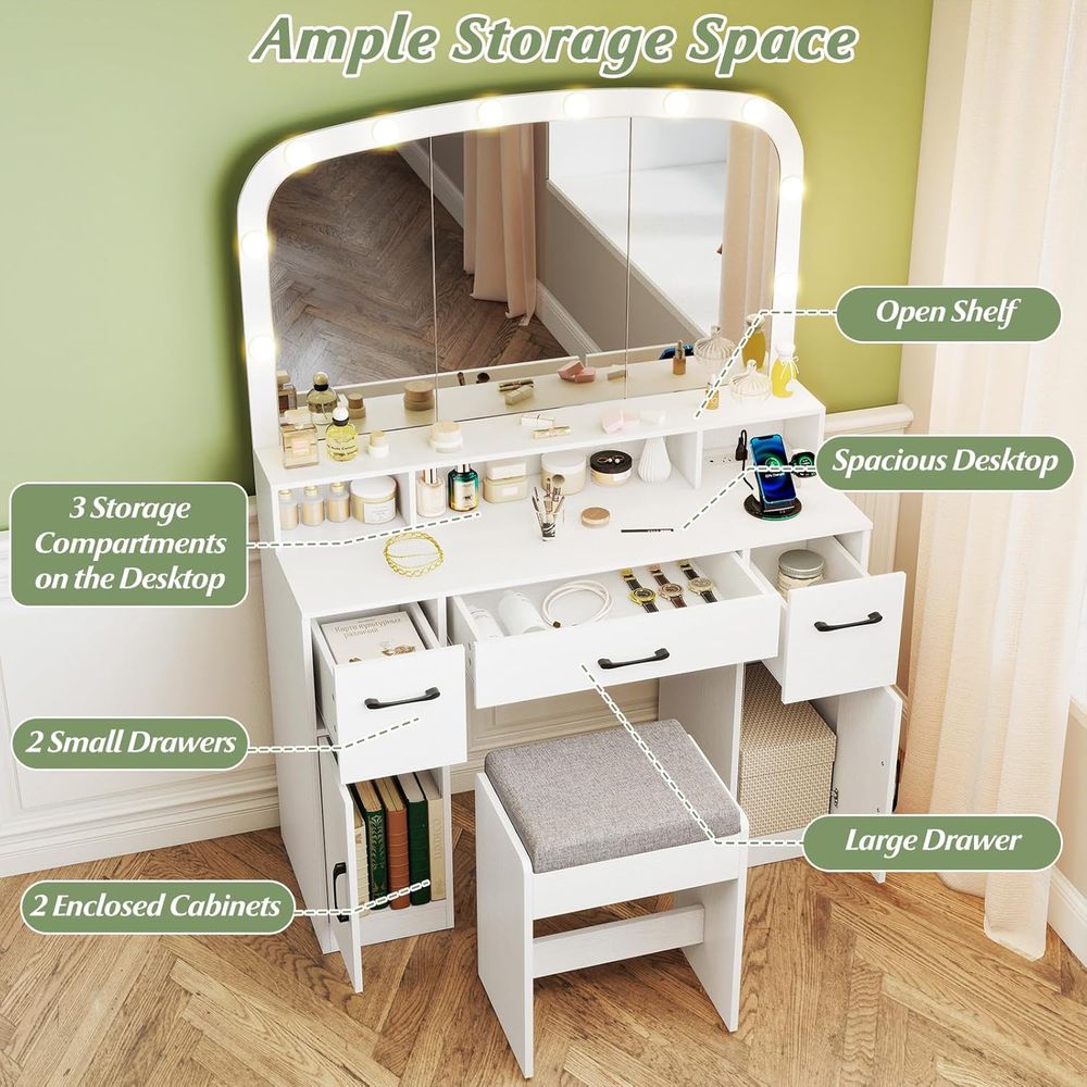 Large Arched Mirror Vanity Des - огляд і ціна Desk Charging Station