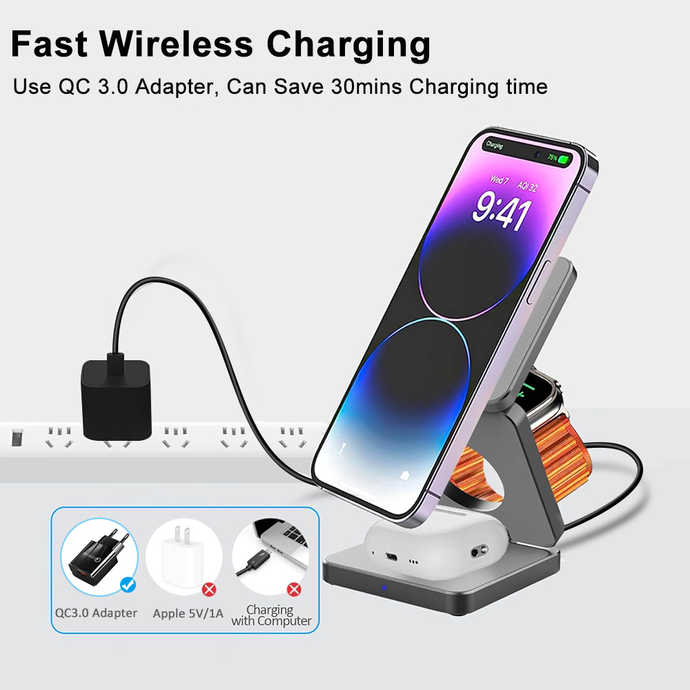 Wireless Charger 3 in 1 Foldab - огляд і ціна Desk Charging Station