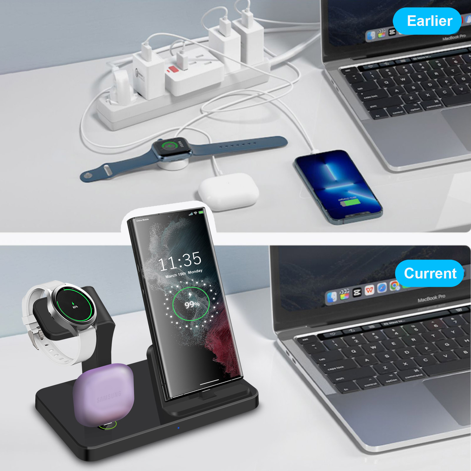 Desk 3 in 1 Type C Port Wirele - огляд і ціна Desk Charging Station