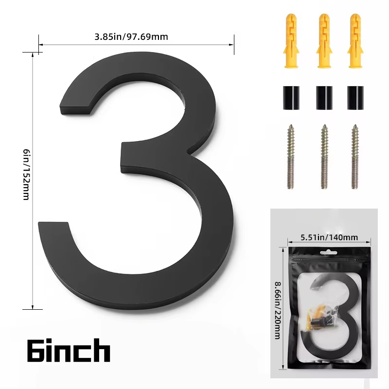 1pc Black Floating House Numbe - огляд і ціна Home Office Number