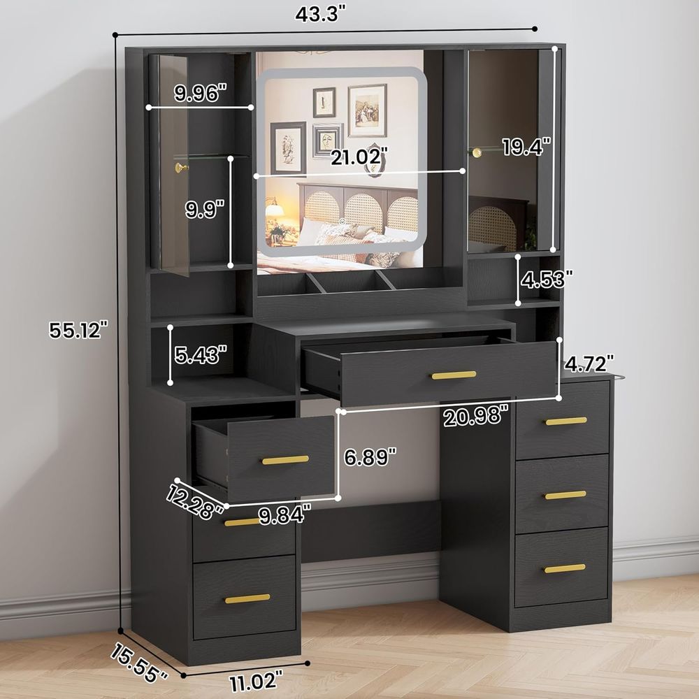 Makeup Vanity Desk with 7 Draw - огляд і ціна Desk Charging Station