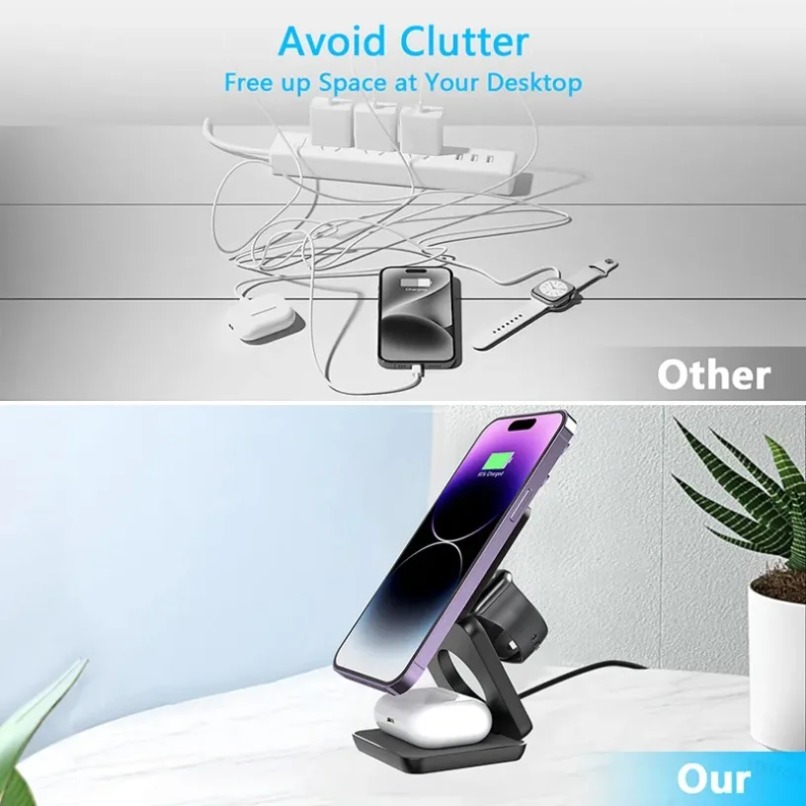 3 in 1 Foldable Magnetic Wirel - огляд і ціна Desk Charging Station